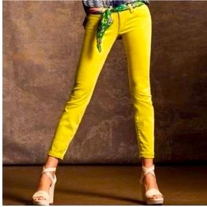 CABi Curvy Skinny Jeans Style 5092 Size 12 Citron Yellow